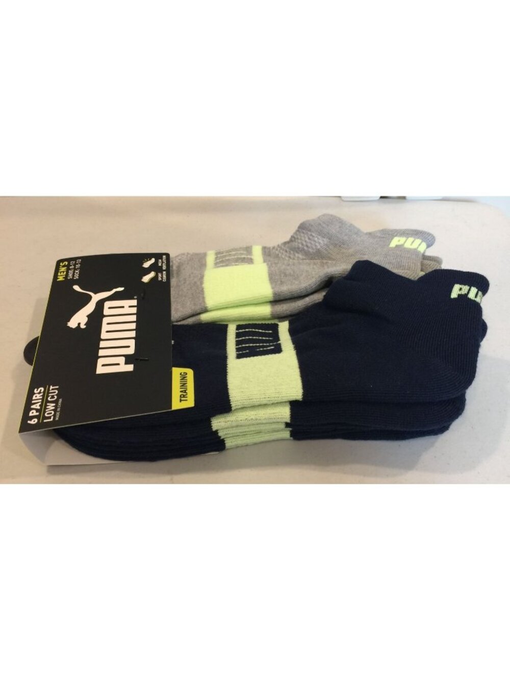 Puma Men's Training Low Cut Size 8-12 Black Gray Yellow Set of 6 - Picture 3 of 3